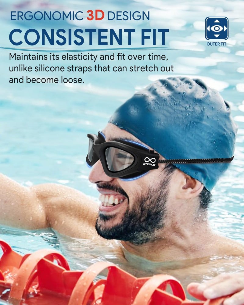 Otionus Store Swim Goggles, Polarized Adult Swimming Goggles Bungee Strap No Hair Pulling Anti-fog Pool Goggles for Men Women - Image 3